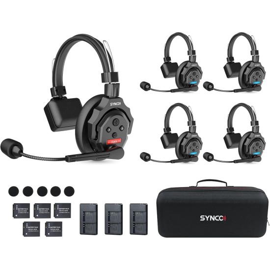 Synco X-Talk X5 Wireless Intercom System with 5 Single-Ear Headsets (2.4 GHz)